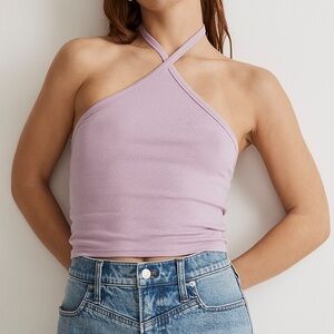 NWT Madewell Ribbed Crop Halter Top